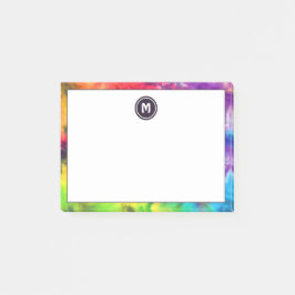 Groovy Colorful Rainbow Fun Batik Tie Monogram Post-it® Notes