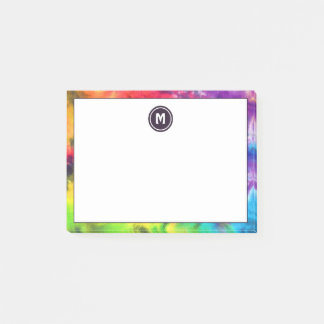 Groovy Colorful Rainbow Fun Batik Tie Monogram Post-it® Notes