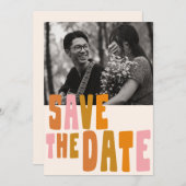 Groovy Colorful Unique Verloving Foto Save The Date (Voorkant / Achterkant)