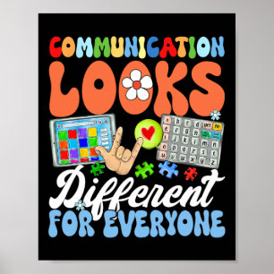 Groovy communicatie ziet er voor iedereen anders u poster