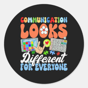 Groovy communicatie ziet er voor iedereen anders u ronde sticker