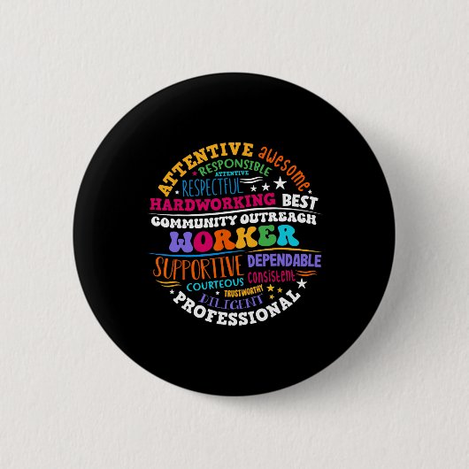 Groovy Community Outreach Worker Terug naar school Ronde Button 5,7 Cm (Voorkant)
