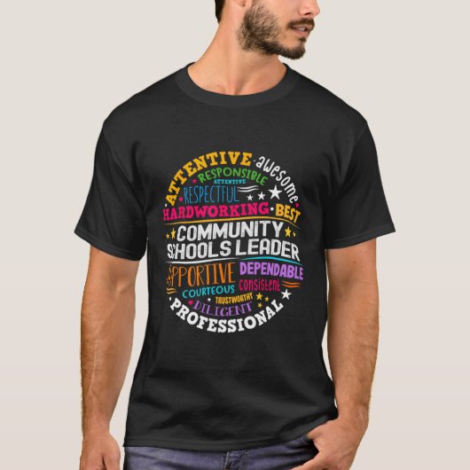 Groovy Community Schools leider verspreidt positiv T-shirt (Voorkant)