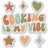 Groovy Cooking is mijn vibe, kok, chef-kok, foodie Sticker (Voorkant)