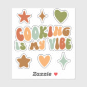 Groovy Cooking is mijn vibe, kok, chef-kok, foodie Sticker (Vel)