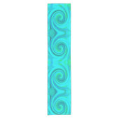 Groovy Cool Abstract Aqua Liquid Art Swirl Korte Tafelloper (Voorkant)