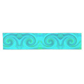 Groovy Cool Abstract Aqua Liquid Art Swirl Korte Tafelloper (Horizontaal)