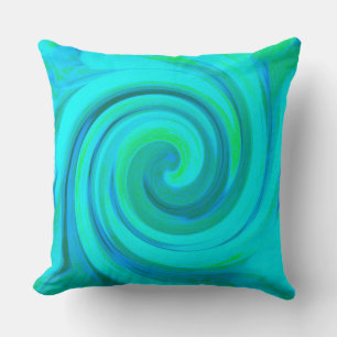 Groovy Cool Abstract Aqua Liquid Art Swirl Kussen