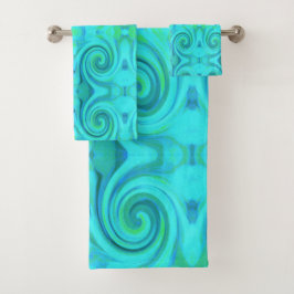 Groovy Cool Abstract Aqua Liquid Art Swirl Patroon Bad Handdoek