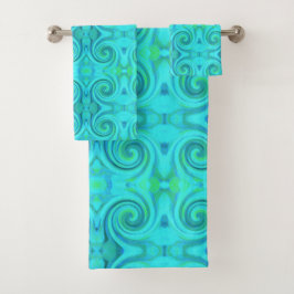 Groovy Cool Abstract Aqua Liquid Art Swirl Patroon Bad Handdoek