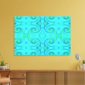 Groovy Cool Abstract Aqua Liquid Art Swirl Patroon Canvas Afdruk (Insitu (Woonkamer))