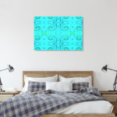 Groovy Cool Abstract Aqua Liquid Art Swirl Patroon Canvas Afdruk (Insitu (Slaapkamer))