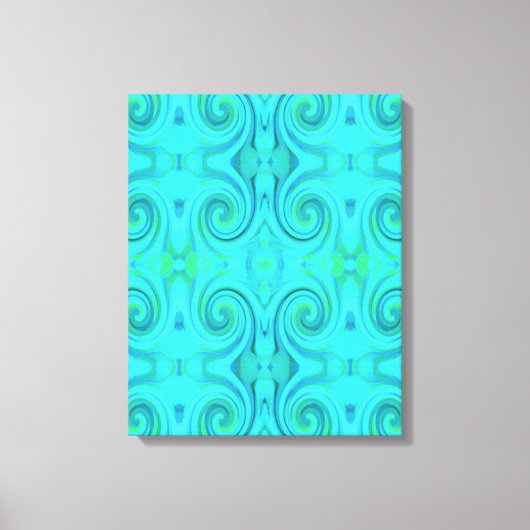Groovy Cool Abstract Aqua Liquid Art Swirl Patroon Canvas Afdruk (Voorkant)
