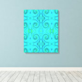 Groovy Cool Abstract Aqua Liquid Art Swirl Patroon Canvas Afdruk (Insitu (Houten vloer))
