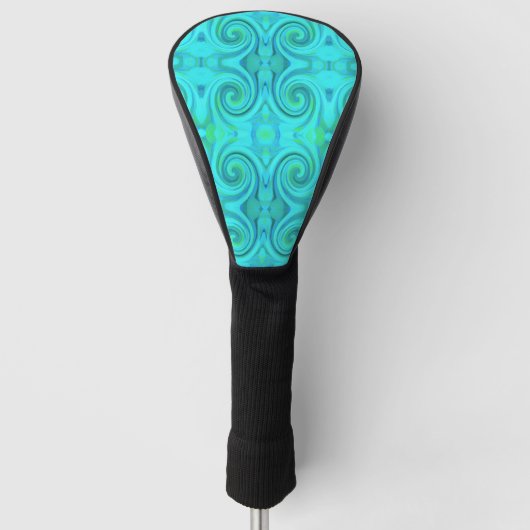 Groovy Cool Abstract Aqua Liquid Art Swirl Patroon Golfheadcover (Voorkant)