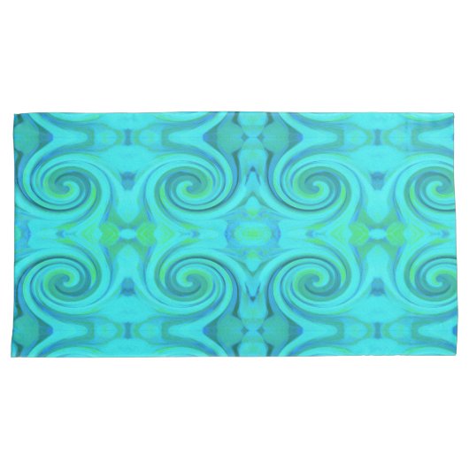 Groovy Cool Abstract Aqua Liquid Art Swirl Patroon Kussensloop (Voorkant-Rechts)