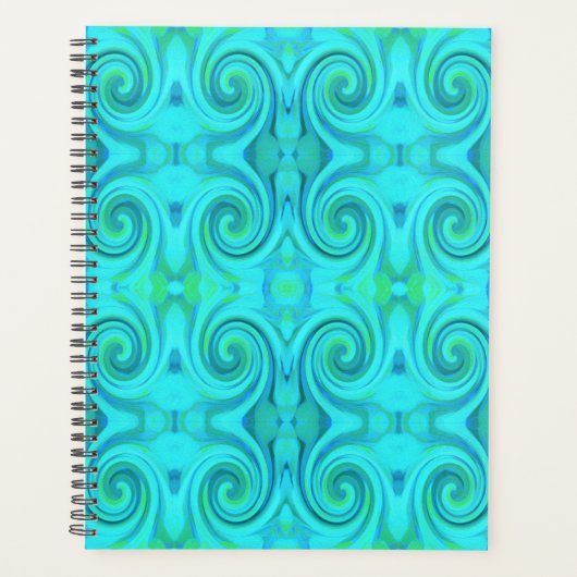 Groovy Cool Abstract Aqua Liquid Art Swirl Patroon Planner (Voorkant)