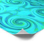 Groovy Cool Abstract Aqua Liquid Art Swirl Patroon Poster (Hoek)