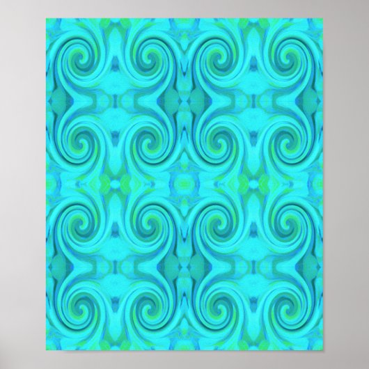 Groovy Cool Abstract Aqua Liquid Art Swirl Patroon Poster (Voorkant)