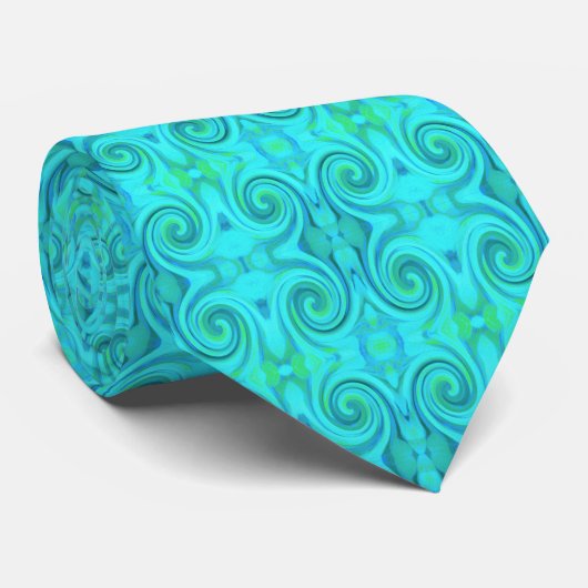 Groovy Cool Abstract Aqua Liquid Art Swirl Patroon Stropdas (Opgerold)