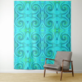 Groovy Cool Abstract Aqua Liquid Art Swirl Patroon Wandkleed