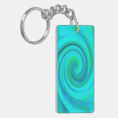 Groovy Cool Abstract Aqua Liquid Art Swirl Sleutelhanger (Voorkant Links)