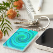 Groovy Cool Abstract Aqua Liquid Art Swirl Sleutelhanger (Voorkant Rechts)