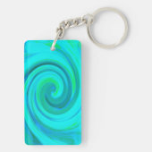 Groovy Cool Abstract Aqua Liquid Art Swirl Sleutelhanger (achterkant)