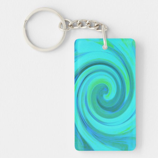 Groovy Cool Abstract Aqua Liquid Art Swirl Sleutelhanger (Voorkant)