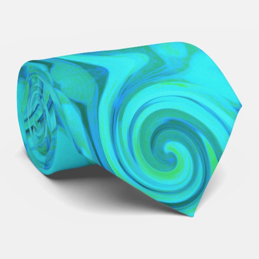 Groovy Cool Abstract Aqua Liquid Art Swirl Stropdas (Opgerold)