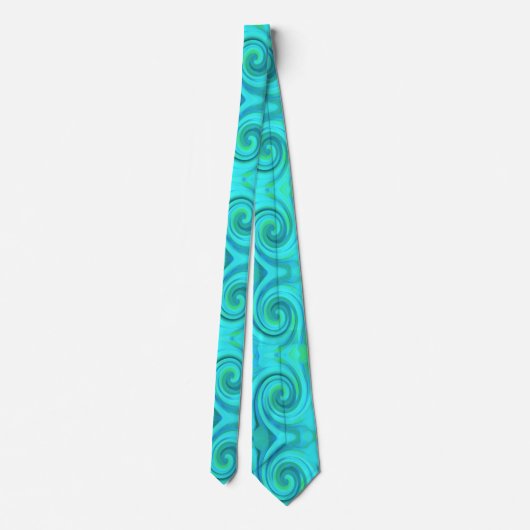 Groovy Cool Abstract Aqua Liquid Art Swirl Stropdas (Achterkant)
