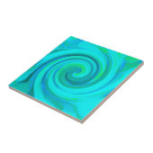 Groovy Cool Abstract Aqua Liquid Art Swirl Tegeltje (Zijkant)
