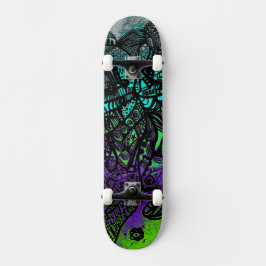Groovy Cool Black Paars Green Abstracte Art Persoonlijk Skateboard