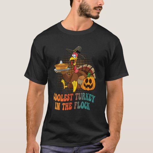 Groovy Coolest Turkey In The Flock Turkey hat pump T-shirt (Voorkant)