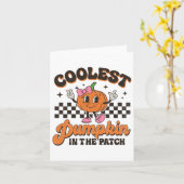 Groovy coolste pompoen in de patch voor Halloween Kaart (Gele Bloem)