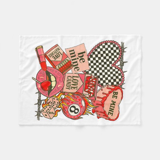 Groovy Coquette Western Valentines Day Collage Cli Fleece Deken (Voorkant (Horizontaal))