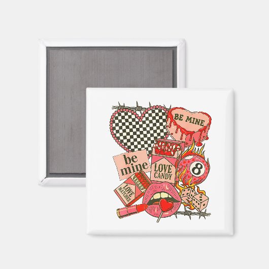 Groovy Coquette Western Valentines Day Collage Cli Magneet (Voorkant / Achterkant)