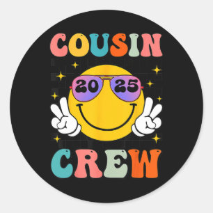 Groovy Cousin Crew 2025 Zomervakantie Strand Fami Ronde Sticker