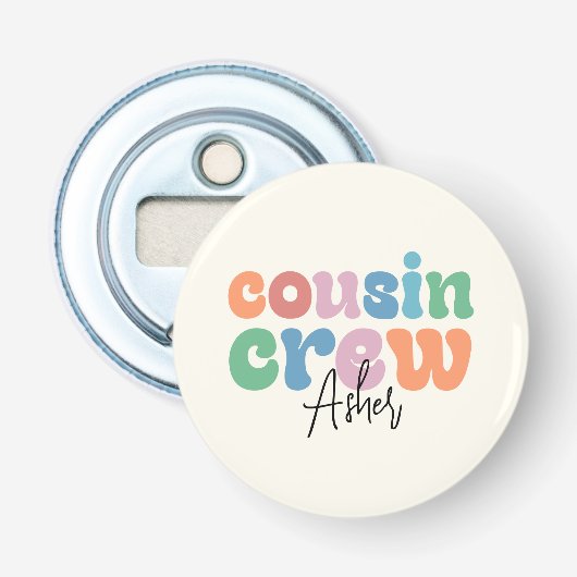 Groovy Cousin Crew Persoonlijk Button Flesopener (Voorkant)