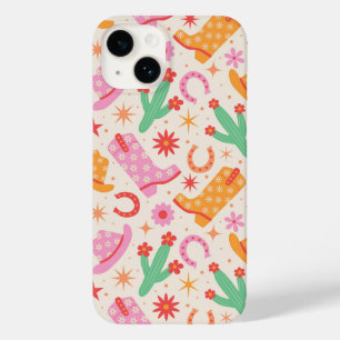 Groovy Cowgirl Laarzen en Hoeden Patroon met Cactu Case-Mate iPhone 14 Hoesje