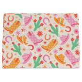 Groovy Cowgirl Laarzen en Petten Patroon met Cactu Groot Cadeauzakje (Voorkant)