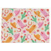 Groovy Cowgirl Laarzen en Petten Patroon met Cactu Groot Cadeauzakje (Achterkant)