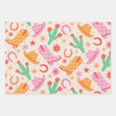 Groovy Cowgirl Laarzen en Petten Patroon met Cactu Inpakpapier Vel (Voorkant 2)