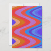 Groovy Curvy Lines Unique Retro Blue Red Weddensch Kaart (Achterkant)