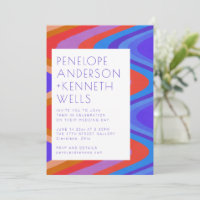 Groovy Curvy Lines Unique Retro Blue Red Weddensch