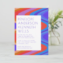 Groovy Curvy Lines Unique Retro Blue Red Weddensch