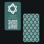 Groovy Custom QR CODE Bar Bat Mitzvah Blauwgroen S Informatiekaartje<br><div class="desc">Perfecte bijsluiterkaart om op te nemen met een bar of bat mitswa uitnodiging! Hand gemaakte kunst voor u met een ster van David en patroon op de achterkant! VOLLEDIG ! Klik op "Personaliseren" hierboven om de tekst te bewerken. Klik op "bewerken met behulp van design tool" om de lettertypen, kleuren...</div>