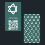 Groovy Custom QR CODE Bar Bat Mitzvah Blauwgroen S Informatiekaartje<br><div class="desc">Perfecte bijsluiterkaart om op te nemen met een bar of bat mitswa uitnodiging! Hand gemaakte kunst voor u met een ster van David en patroon op de achterkant! VOLLEDIG ! Klik op "Personaliseren" hierboven om de tekst te bewerken. Klik op "bewerken met behulp van design tool" om de lettertypen, kleuren...</div>
