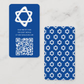 Groovy Custom QR CODE Bar Bat Mitzvah Blue Stars Informatiekaartje (Voorkant / Achterkant)