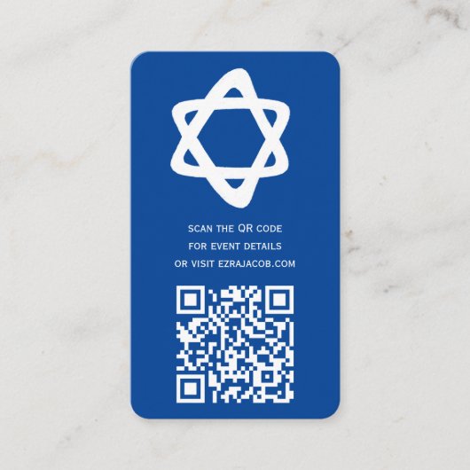 Groovy Custom QR CODE Bar Bat Mitzvah Blue Stars Informatiekaartje (Voorkant)